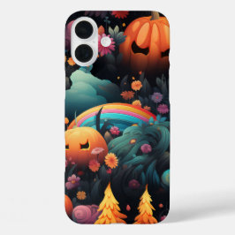 KLEURRIJKE EN VROLIJKE HALLOWEEN POMPOENEN & BLOEM iPhone 16 PLUS HOESJE