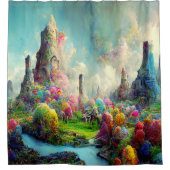 Kleurrijke Enchanted Fantasy Natuur Landscape Douchegordijn (Voorkant)