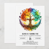 Kleurrijke Enchanted Tree of Life Verjaardag Kaart (Voorkant / Achterkant)