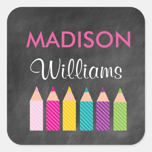 Kleurrijke encils terug naar schoolstickers vierkante sticker (Voorkant)