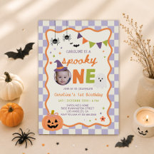 Kleurrijke enge één Halloween spook 1e verjaardag