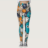 Kleurrijke enge monsters leggings (Voorkant)