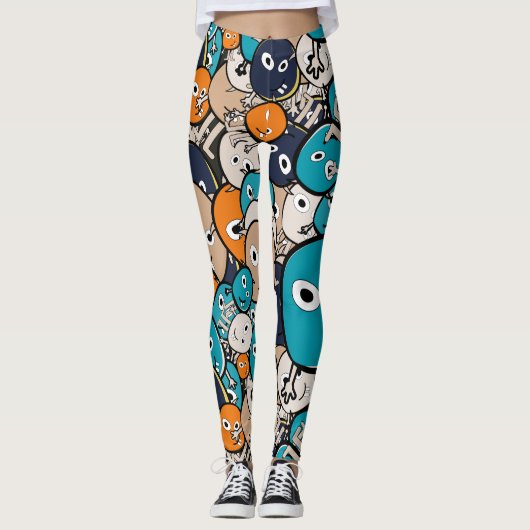 Kleurrijke enge monsters leggings (Voorkant)
