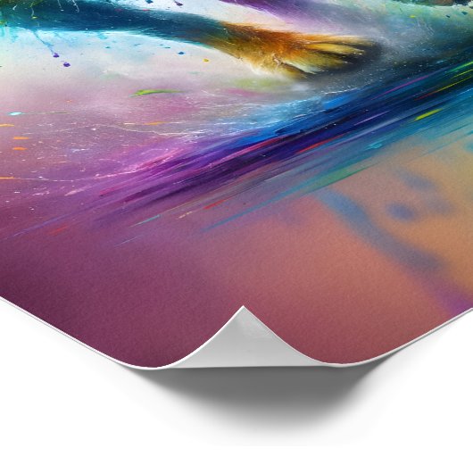 Kleurrijke Engelse Bulldog Paint Splatter Poster (Hoek)