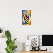 Kleurrijke Engelse Bulldog Paint Splatter Poster (Thuiskantoor)