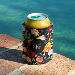 Kleurrijke Engelse tuin bloemen patroon monogramme Blikjeskoeler