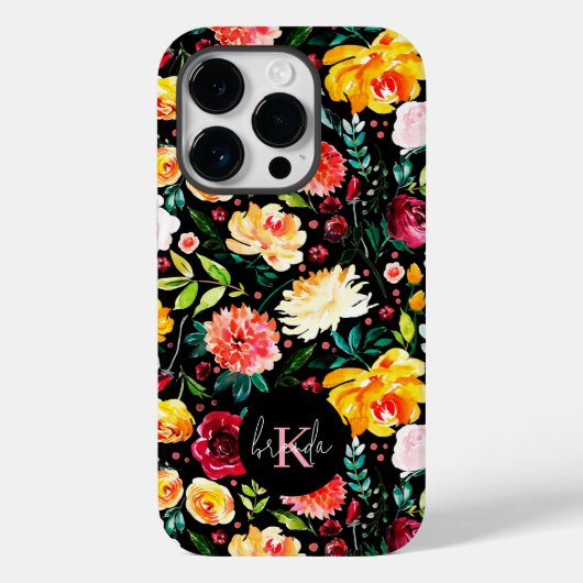 Kleurrijke Engelse tuin bloemen patroon monogramme Case-Mate iPhone Case (Achterkant)