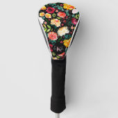 Kleurrijke Engelse tuin bloemen patroon monogramme Golfheadcover (Voorkant)
