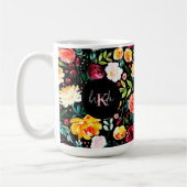 Kleurrijke Engelse tuin bloemen patroon monogramme Koffiemok (Links)