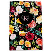 Kleurrijke Engelse tuin bloemen patroon monogramme Medium Cadeauzakje (Voorkant)