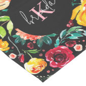 Kleurrijke Engelse tuin bloemen patroon monogramme Medium Tafelloper (Hoek)