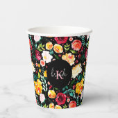 Kleurrijke Engelse tuin bloemen patroon monogramme Papieren Bekers (Achterkant)