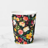 Kleurrijke Engelse tuin bloemen patroon monogramme Papieren Bekers (Links)