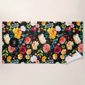 Kleurrijke Engelse tuin bloemen patroon monogramme Strandlaken (Voorkant)