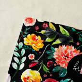 Kleurrijke Engelse tuin bloemen patroon monogramme Strandlaken (In situ)