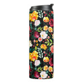 Kleurrijke Engelse tuin bloemen patroon monogramme Thermosbeker (Gedraaid links)