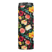 Kleurrijke Engelse tuin bloemen patroon monogramme Thermosbeker (Achterkant)