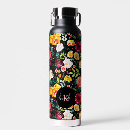 Kleurrijke Engelse tuin bloemen patroon monogramme Waterfles