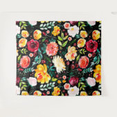 Kleurrijke Engelse tuin waterverf bloemenpatroon Wandkleed (Voorkant (horizontaal))