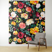 Kleurrijke Engelse tuin waterverf bloemenpatroon Wandkleed (In situ)