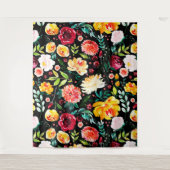 Kleurrijke Engelse tuin waterverf bloemenpatroon Wandkleed (Voorkant)