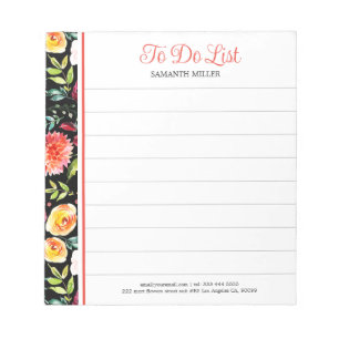 Kleurrijke Engelse tuin Waterverf Flowers Notitieblok