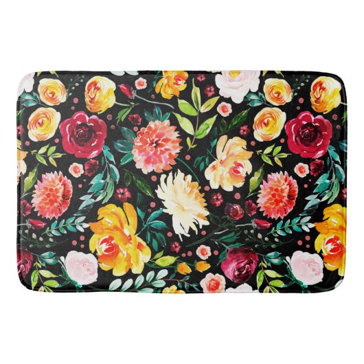 Kleurrijke Engelse Tuin Zomer Waterverf Badmat (Voorkant)