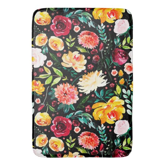 Kleurrijke Engelse Tuin Zomer Waterverf Badmat (Voorkant Verticaal)