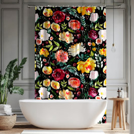 Kleurrijke Engelse zomertuin watercolor bloemen Douchegordijn