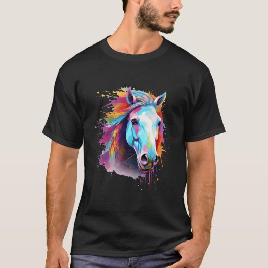 Kleurrijke Eriskay Pony Horse Splash T-shirt (Voorkant)