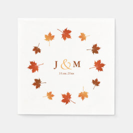 Kleurrijke esdoorn bladeren rustieke herfst bruilo servet