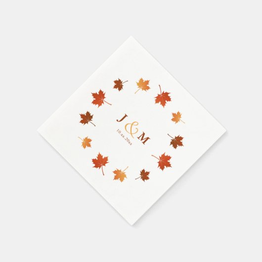 Kleurrijke esdoorn bladeren rustieke herfst bruilo servet (Hoek)