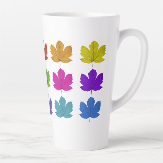 Kleurrijke esdoornbladeren latte mok (Rechts)