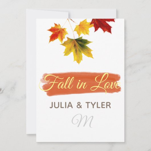 Kleurrijke  esdoornbladeren voor bruiloften kaart (Voorkant)