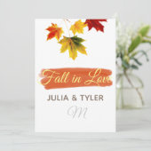 Kleurrijke  esdoornbladeren voor bruiloften kaart (Staand voorkant)