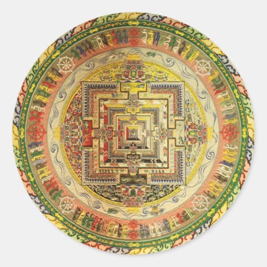 KLEURRIJKE ESOTERISCHE TIBETAANSE MANDALA RONDE STICKER (Voorkant)