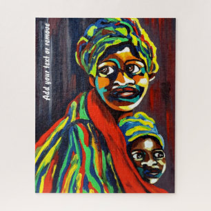 Kleurrijke ethische kunst, Afrikaanse moeder en ki Legpuzzel