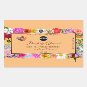 Kleurrijke etiketten met perzikkleurige platte pro