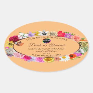 Kleurrijke etiketten met perzikkleurige platte pro