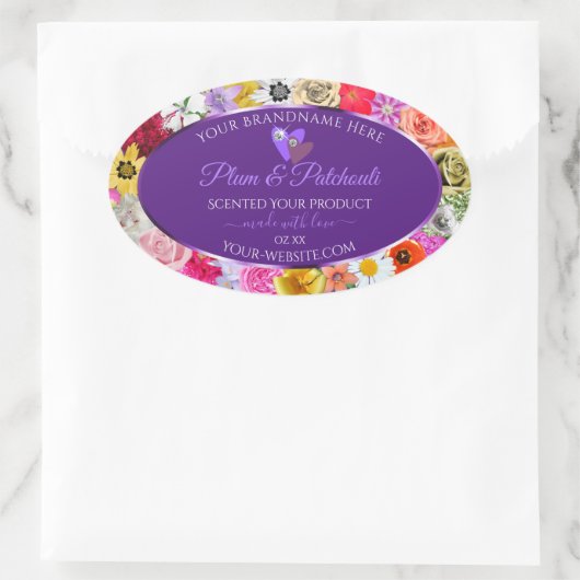 Kleurrijke etiketten van Paarse Lijsten van Floral (Tas)