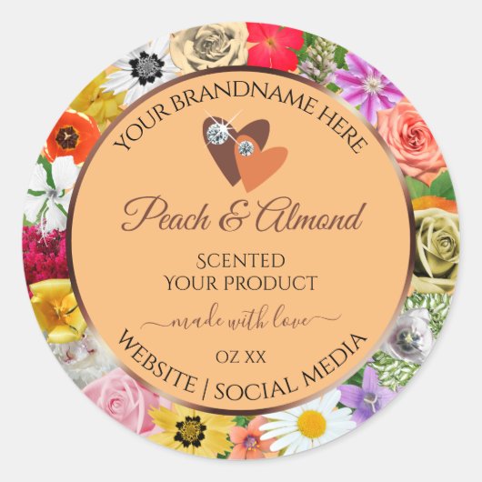 Kleurrijke etiketten van perzikkleurige pekelprodu (Voorkant)