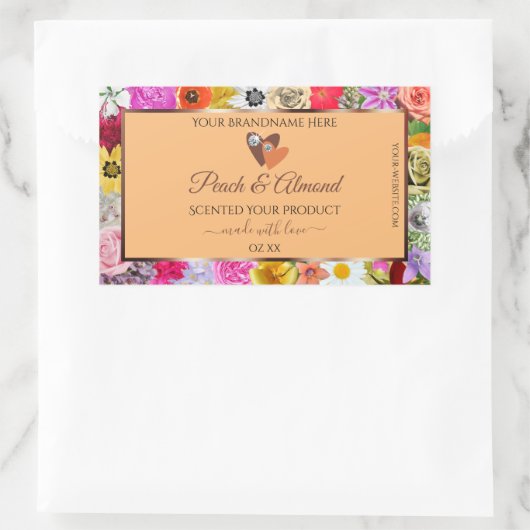 Kleurrijke etiketten van perzikkleurige pekelprodu (Tas)