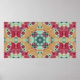 Kleurrijke etnische achtergrond. Arabesque vi Poster
