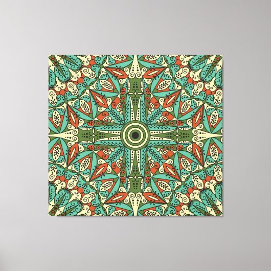 Kleurrijke etnische Arabesk: Ornament Canvas Afdruk (Voorkant)