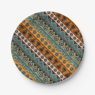 Kleurrijke etnische aztec-patronen ontwerpen decor papieren bordje