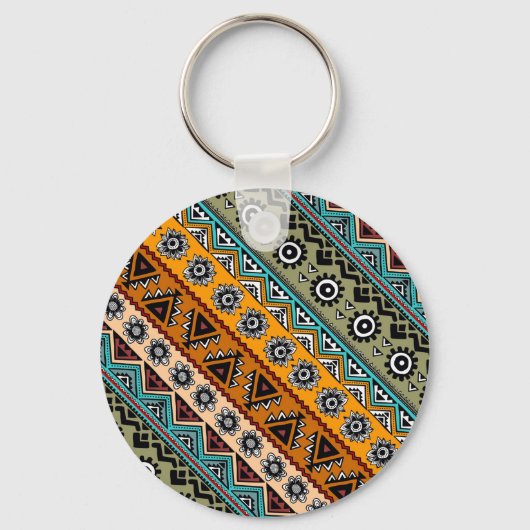 Kleurrijke etnische aztec-patronen ontwerpen decor sleutelhanger (Voorkant)