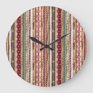 Kleurrijke etnische Boho Tribal Patroon Grote Klok