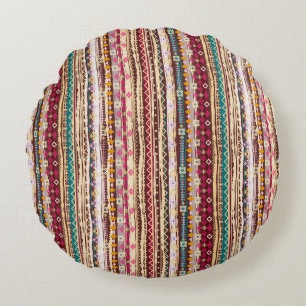 Kleurrijke etnische Boho Tribal Patroon Rond Kussen