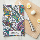 Kleurrijke etnische florale paisley theedoek (Quarter Fold)