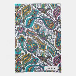 Kleurrijke etnische florale paisley theedoek